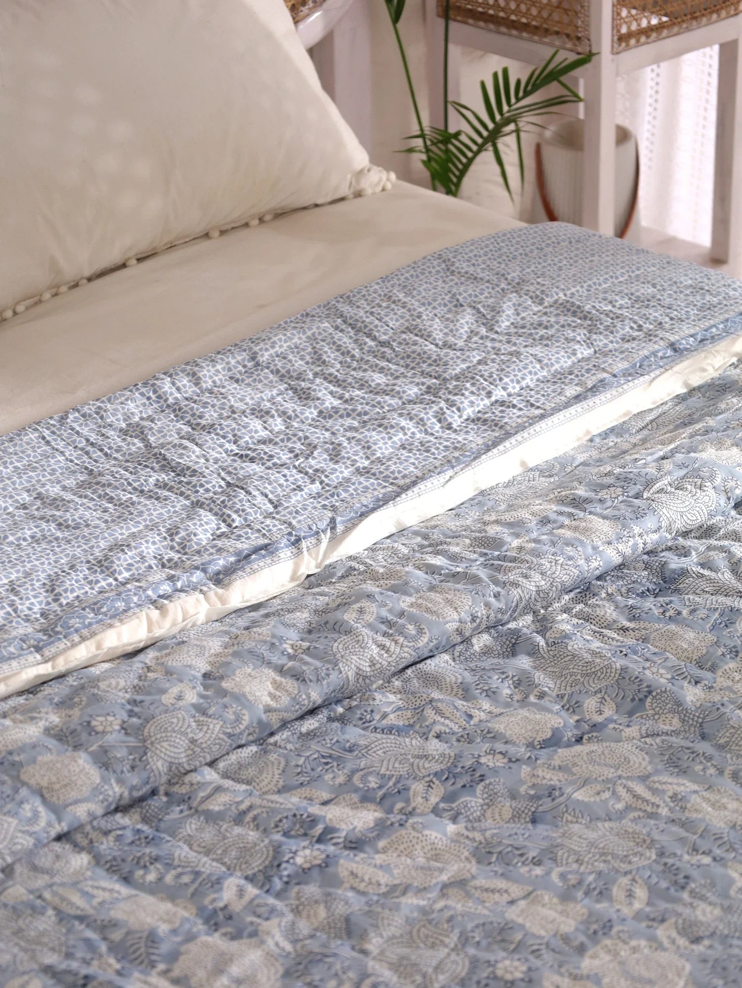 All Season Jaipuri Quilt | 100% Pure Cotton | Block Print | Double Bed - Sandhya